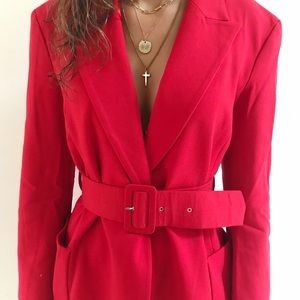 Zara red blazer with belt